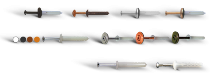 JNL Bossong light hammering anchors with stud and not, copper, inox and browned head